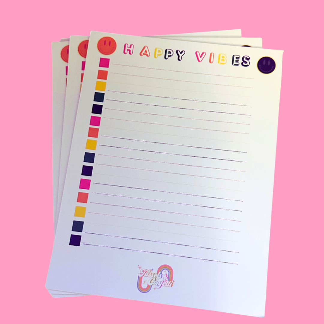 Happy Vibes Notepad - Tassels & Confetti