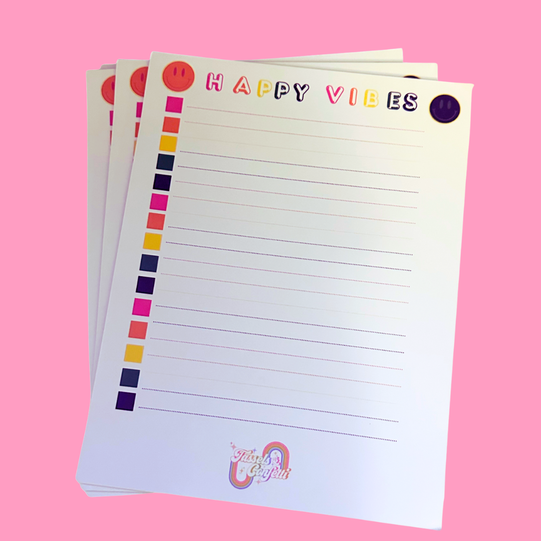 Happy Vibes Notepad - Tassels & Confetti 